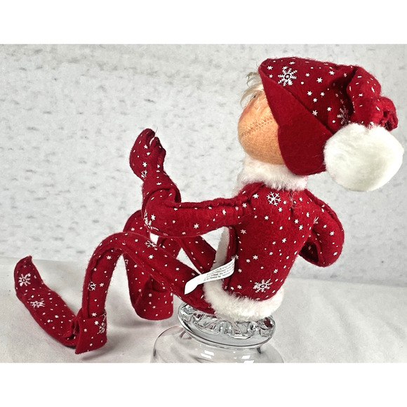 Annalee Christmas Snowflakes Red Elf Pixie Doll 15" 2007 Poseable Shelf Sitter - Picture 4 of 7